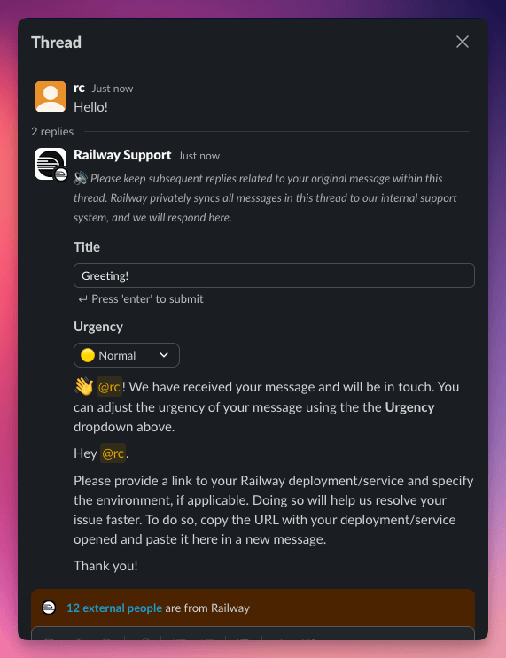 Screenshot of Slack