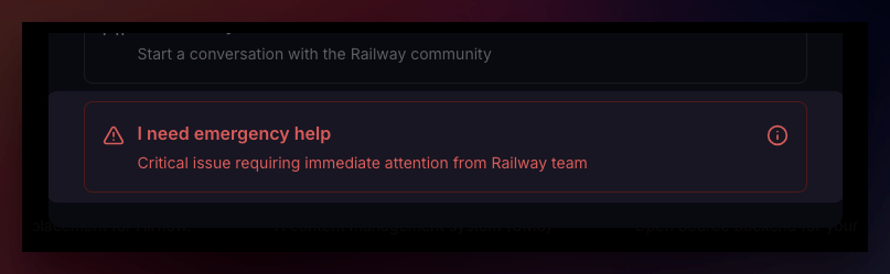 Screenshot of Emergency Help option in Central Station
