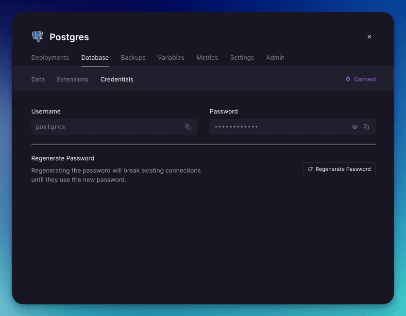 Screenshot of Credentials Data UI Tab